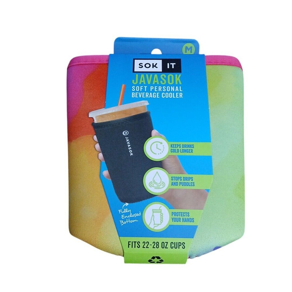 JavaSok "Color Burst" Medium Reusable Insulated Sleeve For Cold Beverages RARE